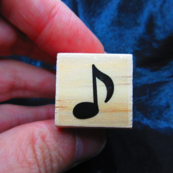 Music Note Wood Mounted Stamp 1" X 1" - Picture 1 of 3